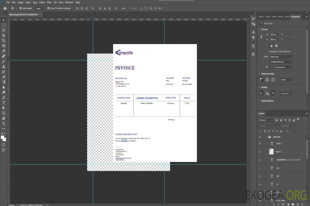 Modèle de facture de cours en ligne template